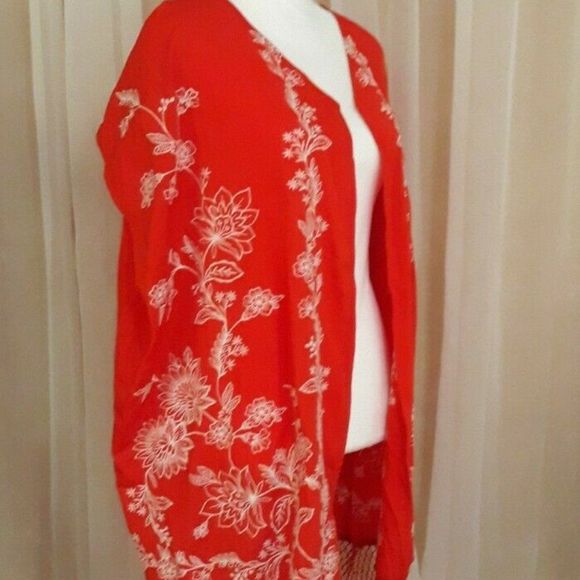 Denim 24/7 Orange Coral Floral Shrug (12-16) NWOT - Picture 4 of 6